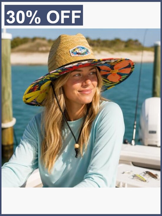 UPF 50+ Wide Brim Straw Sun Hat Unisex Beach Fishing main image 4